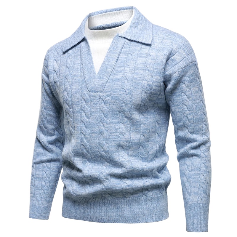 Ribbed Knit Sweater - British Style Henry V-Neck Sweater Coats