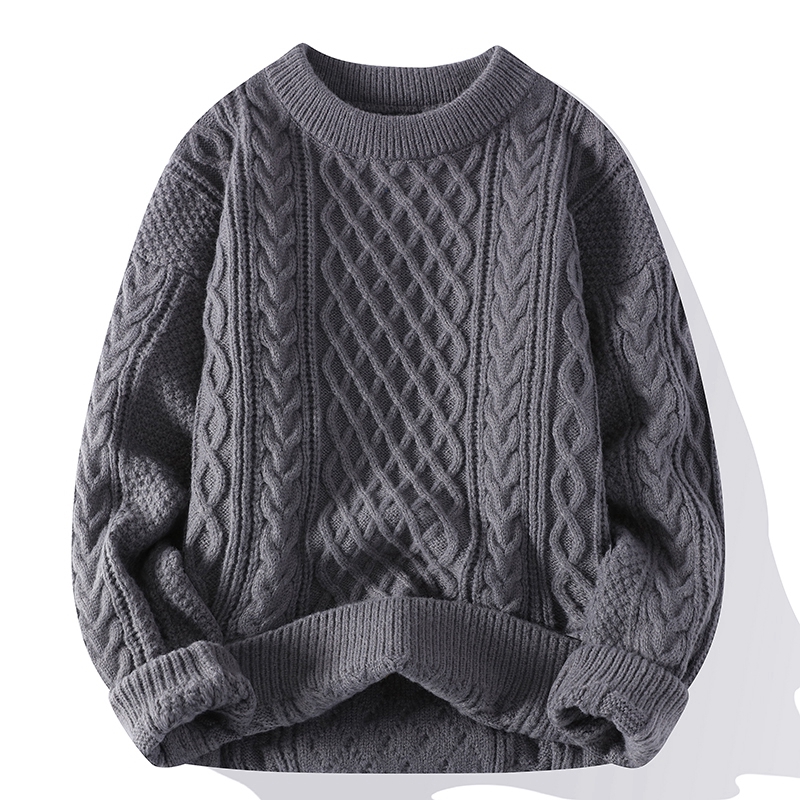 Ribbed Knit Sweater - Autumn Winter Men Sweater Vintage O