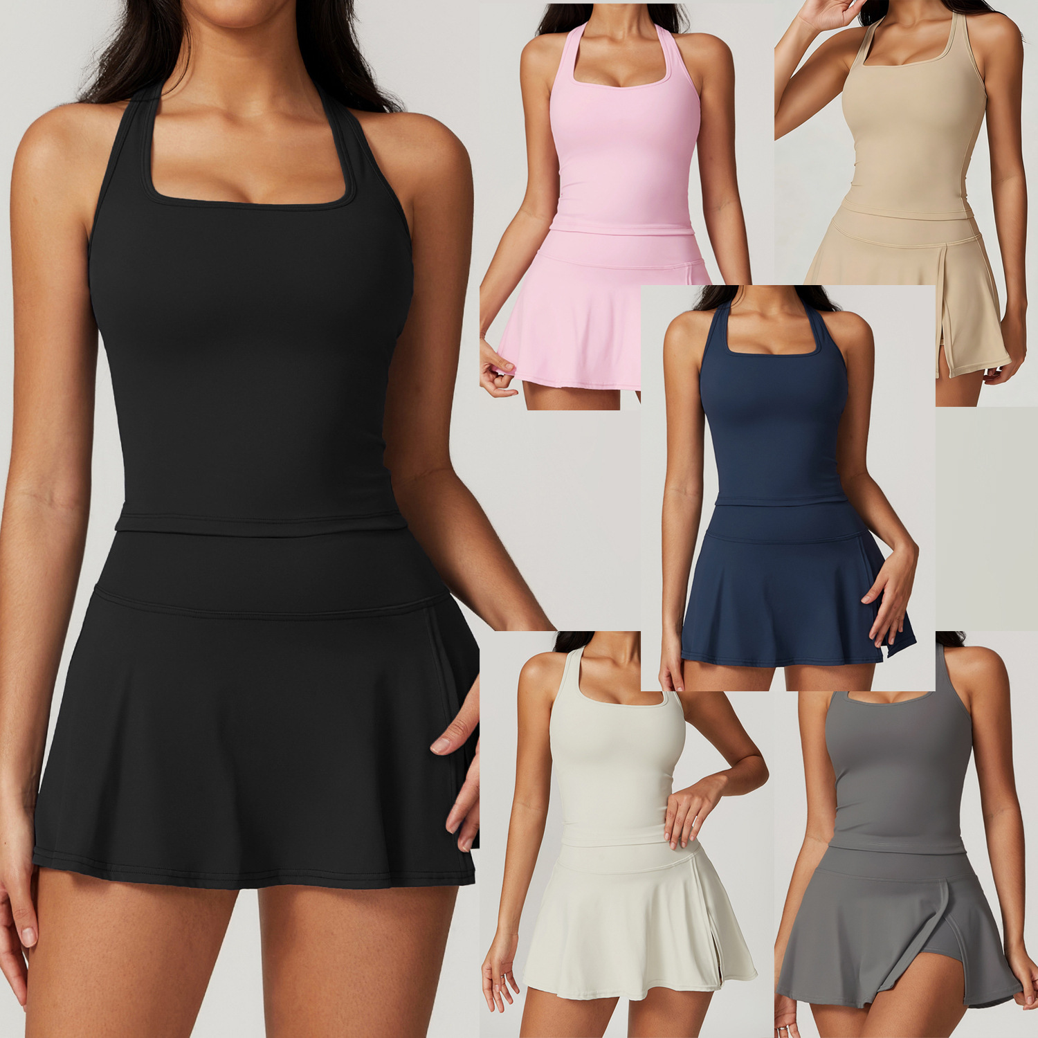 V Neck Cami Top - 2 Piece Tennis Dresses for Women