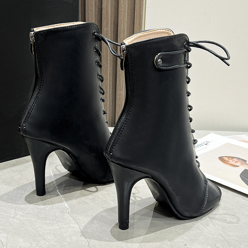 Women'S Fashion Leather Boots - Women's New Baotou Sandals Black long