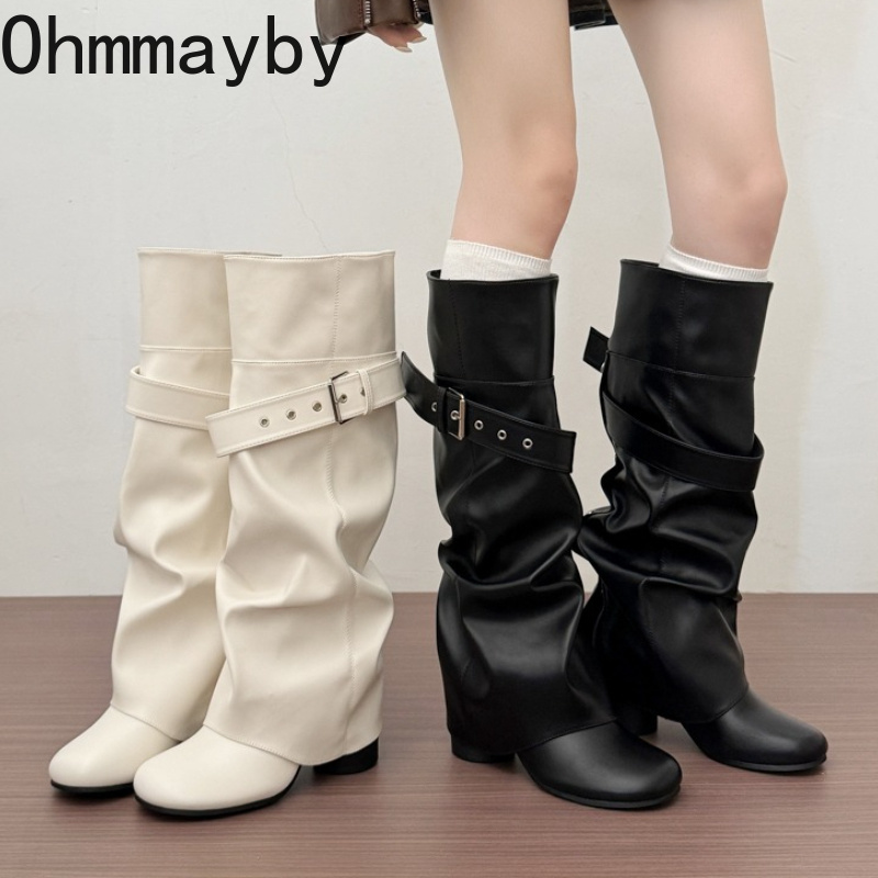 Women'S Fashion Leather Boots - Designer Women Knee High Boots Metal