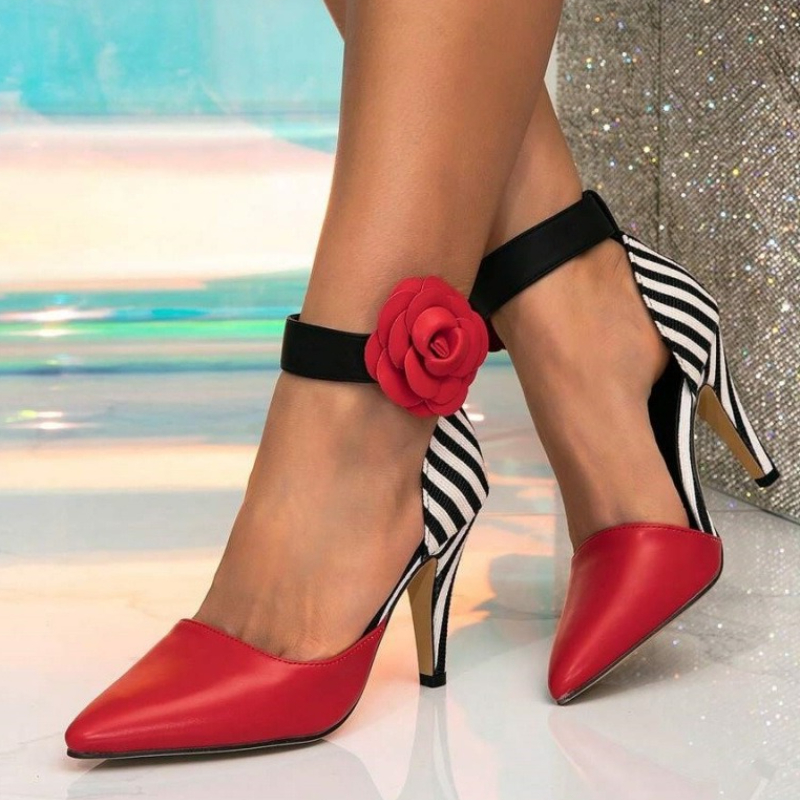 Floral Summer Dress - Elegant Floral Leopard High Heels Women