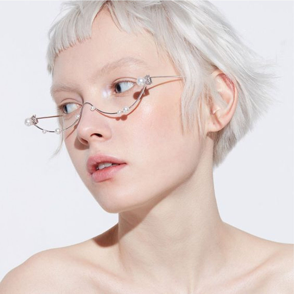 Women'S Fashion Eyeglass Frames - Stonefans Imitation Pearl Glasses Frame for
