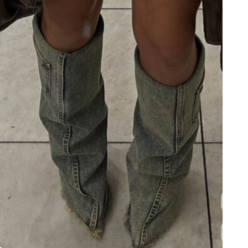 Denim Pointed Toe Knee High Tr - огляд і ціна Women'S Fashion Trousers