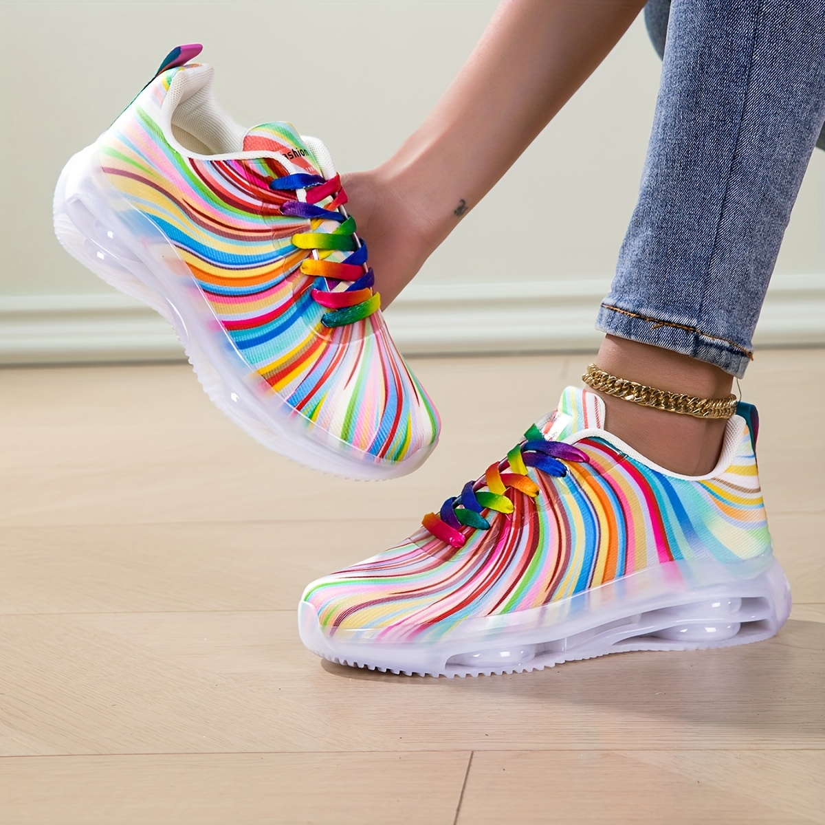 Women's Rainbow Stripe Casual  - огляд і ціна Women'S Fashion Running Shoes