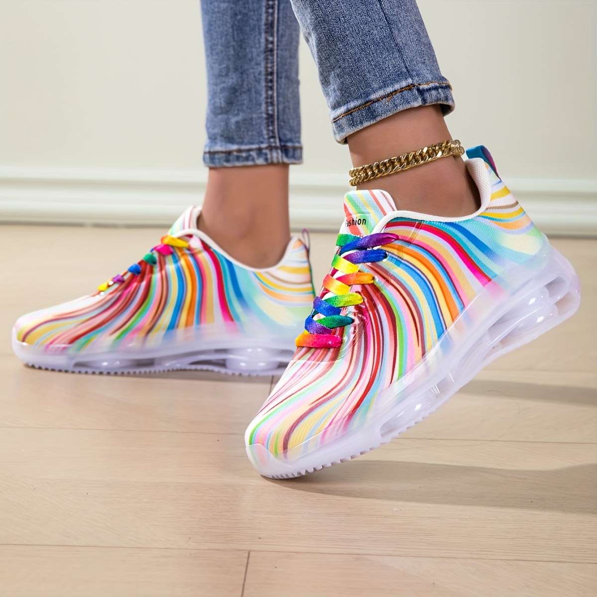 Women's Rainbow Stripe Casual  - огляд і ціна Women'S Fashion Running Shoes