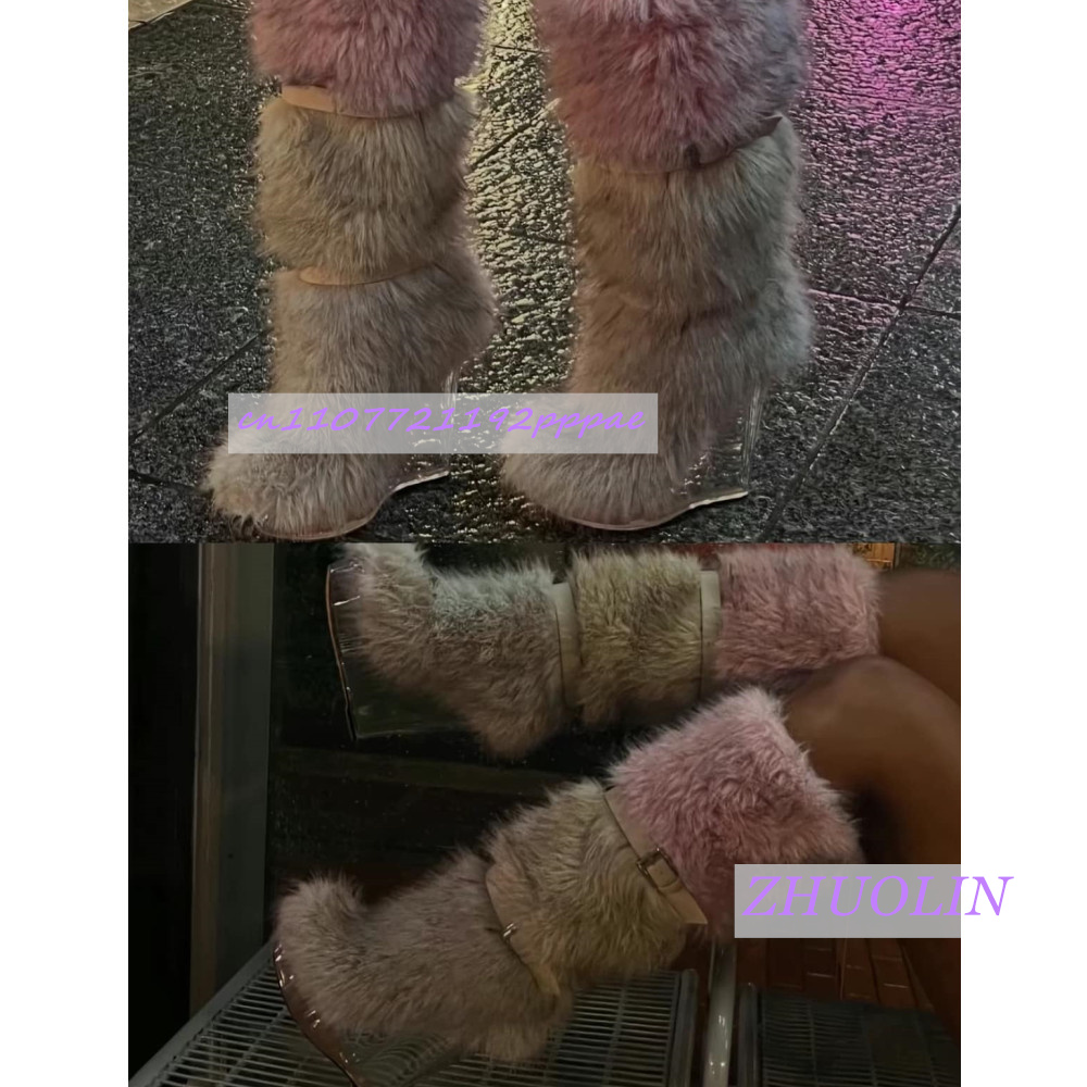 Winter Gradient Furry Transpar - огляд і ціна Women'S Fashion Leather Boots