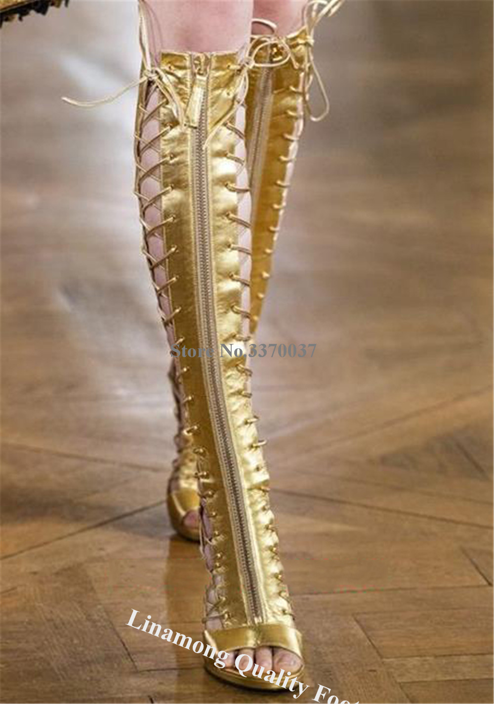 Linamong Gold Leather Thin Hee - огляд і ціна Women'S Fashion Leather Boots