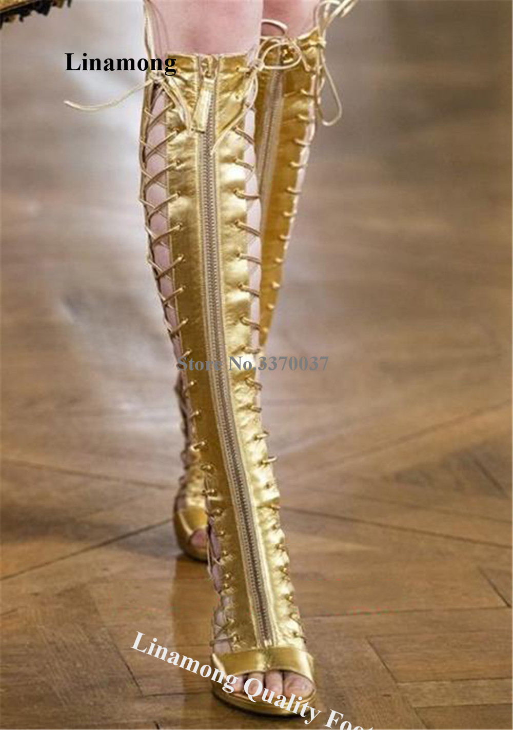 Linamong Gold Leather Thin Hee - огляд і ціна Women'S Fashion Leather Boots