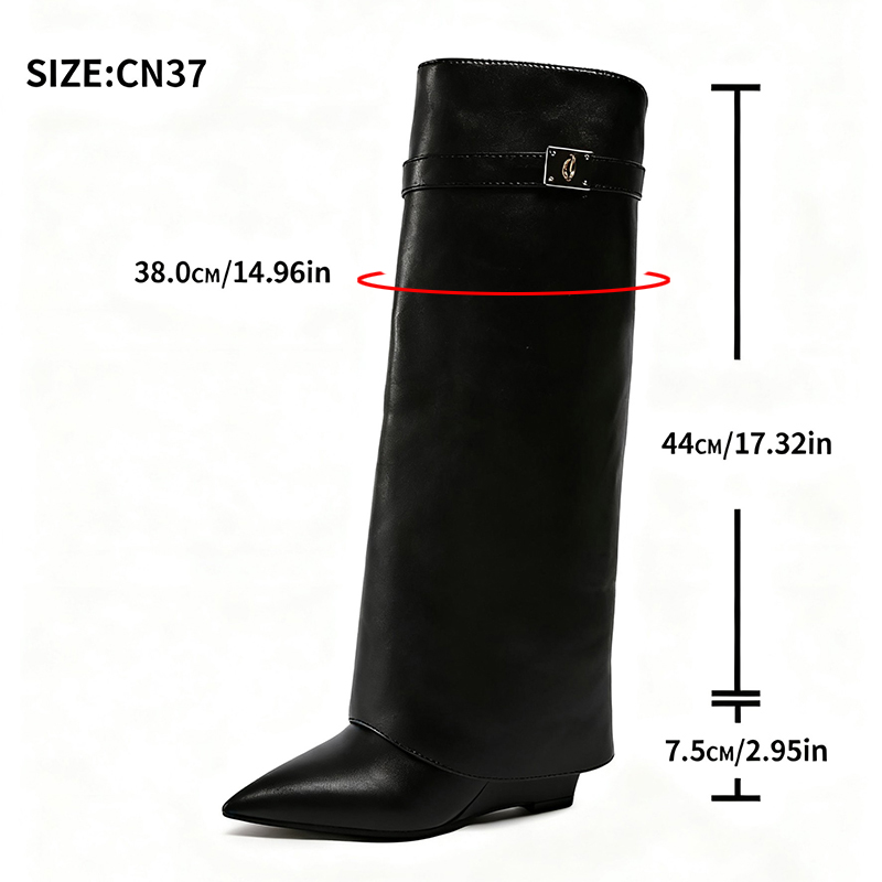 Black Pu Leather Knee High Boo - огляд і ціна Women'S Fashion Leather Boots