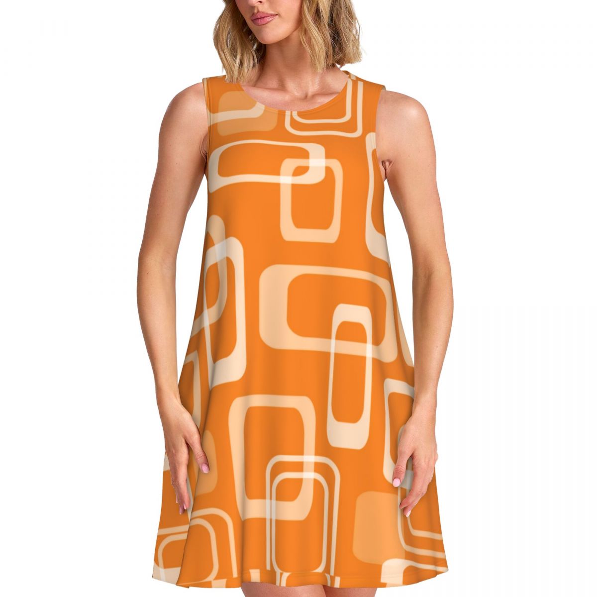 Orange Retro Mod Dress 60s Squ - огляд і ціна Women'S Fashion In The 60S