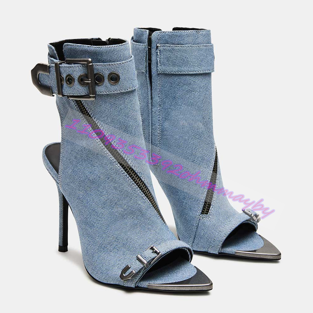 Summer Blue Denim Pointed-Toe  - огляд і ціна Women'S Fashion Leather Boots
