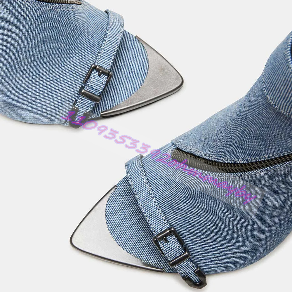 Summer Blue Denim Pointed-Toe  - огляд і ціна Women'S Fashion Leather Boots