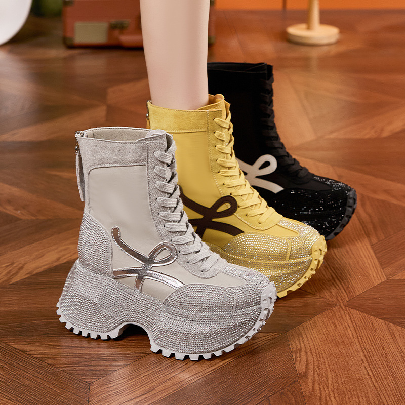 Women's Thick Sole High-top Fa - огляд і ціна Women'S Fashion Leather Boots