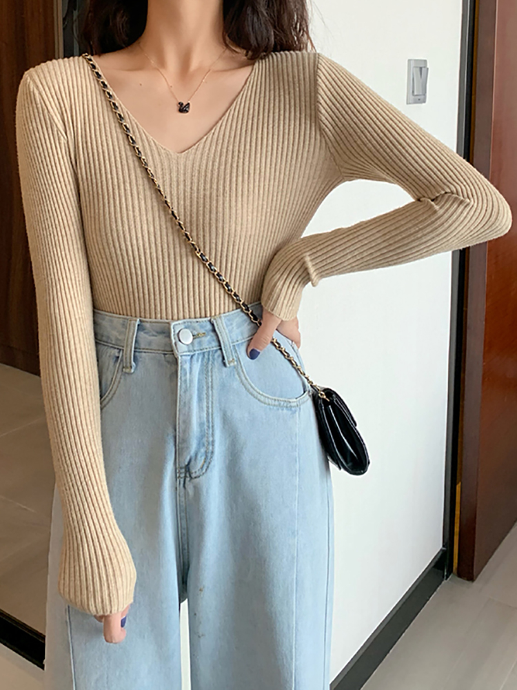 2026 Basic O-neck Solid Autumn - огляд і ціна Ribbed Knit Sweater