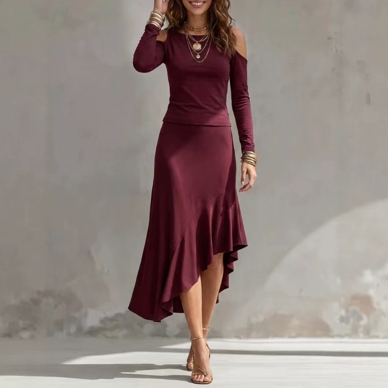Women Off Shoulder Solid Color - огляд і ціна Asymmetric Top Women