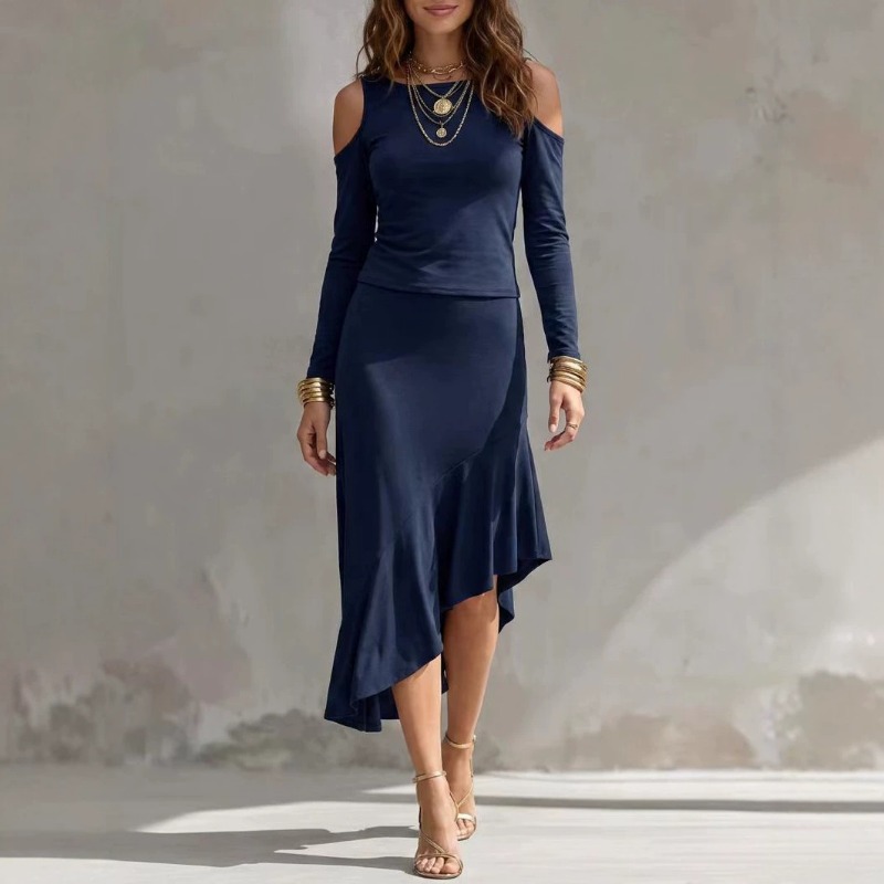Women Off Shoulder Solid Color - огляд і ціна Asymmetric Top Women